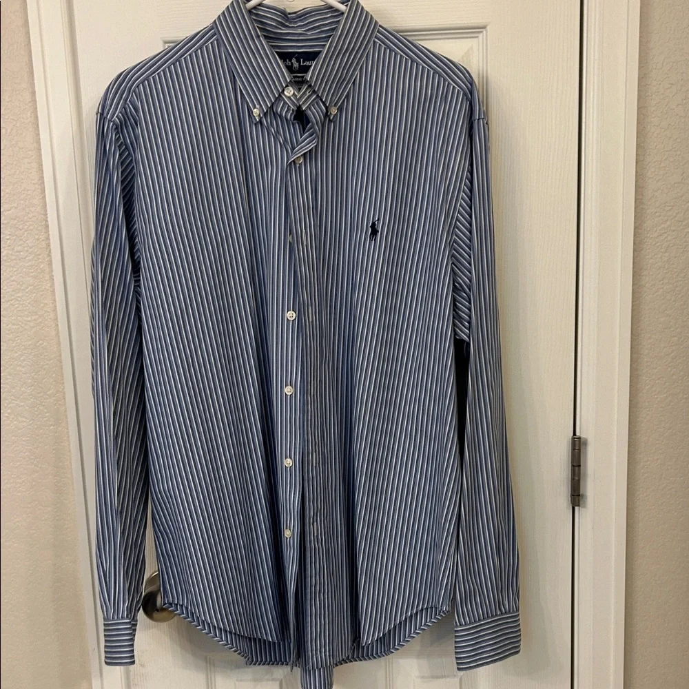 Ralph Lauren Navy and White Striped Shirt - Picture 1 of 3